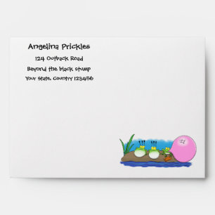 Cute funny frogs bubblegum cartoon illustration envelope