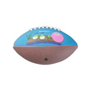 Cute funny frogs bubblegum cartoon illustration football
