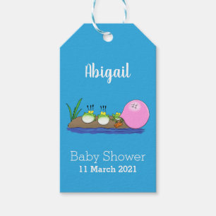 Cute funny frogs bubblegum cartoon illustration gift tags