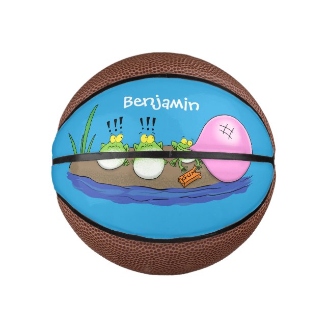 Cute funny frogs bubblegum cartoon illustration mini basketball (Front)