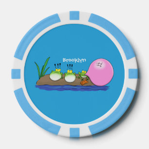 Cute funny frogs bubblegum cartoon illustration poker chips