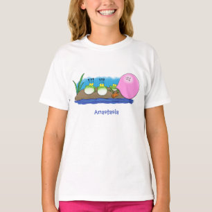 Cute funny frogs bubblegum cartoon illustration T-Shirt