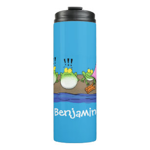 Cute funny frogs bubblegum cartoon illustration thermal tumbler