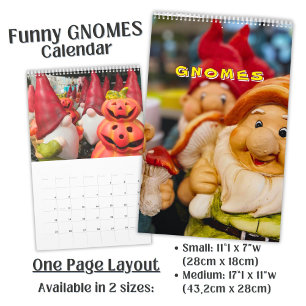 Cute Funny Garden Gnome Photography Calendar