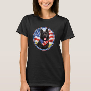 Cute Funny German Shepherd Dog Puppy USA Flag T-Shirt