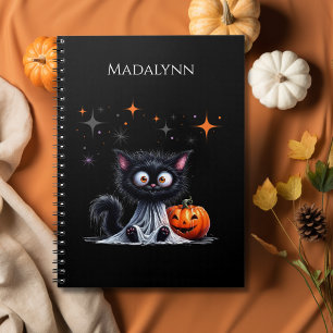 Cute Funny Ghost Black Kitten Halloween  Notebook