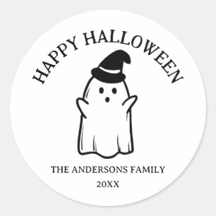 Cute Funny Ghost Happy Halloween Classic Round Sticker