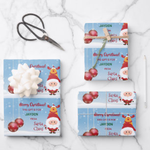 Cute Funny Gift From Santa Claus Rudolph For Kids Wrapping Paper Sheet