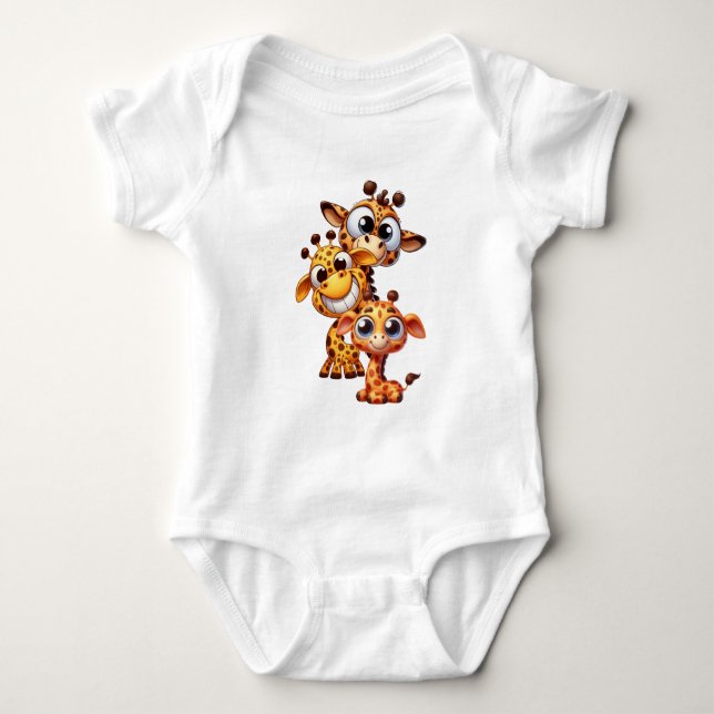 Cute Funny Giraffe Baby Bodysuit (Front)