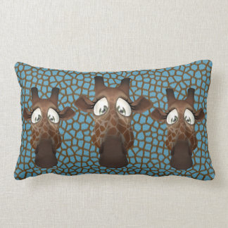 Cute Funny Giraffes Blue Fur Pattern Lumbar Cushion