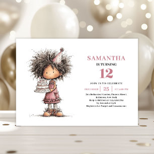 Cute Funny Girl Birthday Invite Dusty Pink Downloa