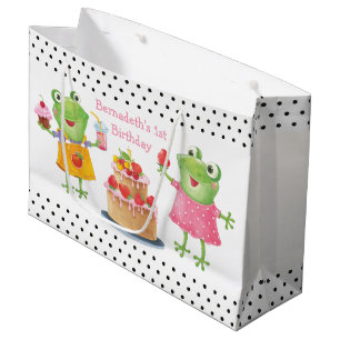 Cute Funny Girl Frogs Birthday Party Large Gift Ba Bag