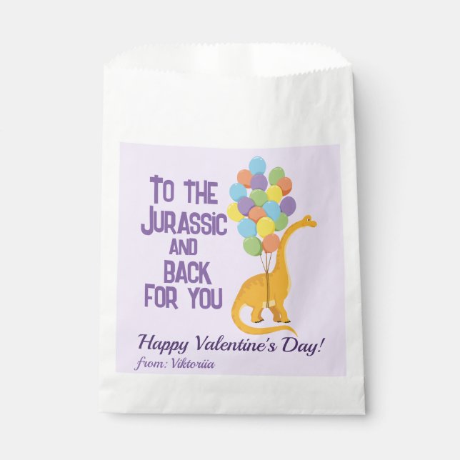 Cute funny girls dinosaur balloons Valentine's Favour Bags (Front)