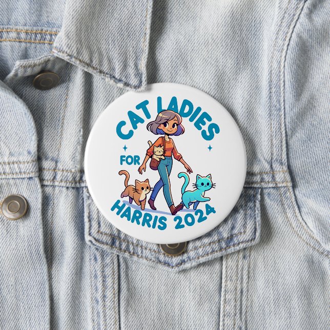 Cute Funny Girly Childless Cat Lady Kamala Harris 10 Cm Round Badge (In Situ)