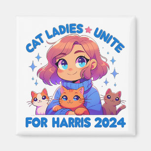 Cute Funny Girly Childless Cat Lady Unite Harris Magnet