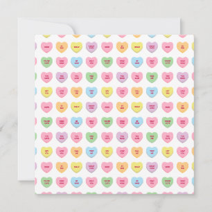 Cute funny girly custom conversation candy hearts card