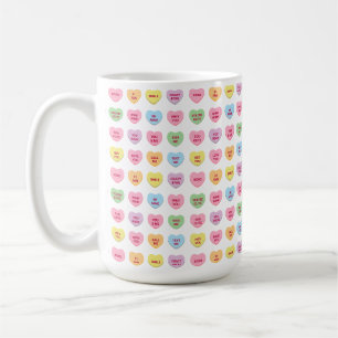Cute funny girly custom conversation candy hearts coffee mug