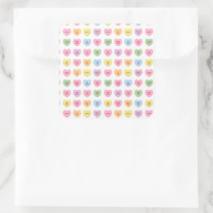 Cute funny girly custom conversation candy hearts square sticker