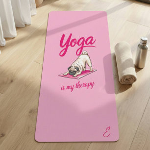 Cute Funny Girly Hot Pink Pug Yoga Mat