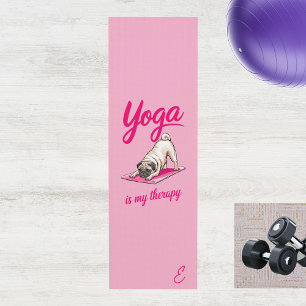 Cute Funny Girly Hot Pink Pug Yoga Mat