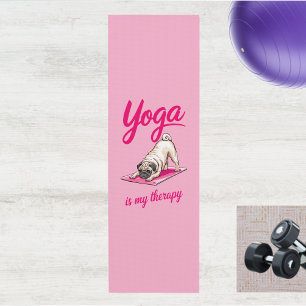 Cute Funny Girly Hot Pink Pug Yoga Mat