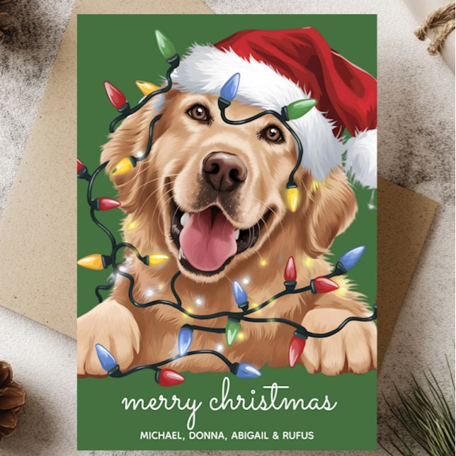 Cute Funny Golden Retriever Santa Hat  Holiday Card (Creator Uploaded)