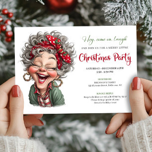 Cute Funny Grandma Cartoon Christmas Humor Comic  Invitation