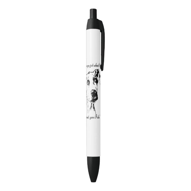 Cute Funny Great Dane Dog Quote  Spoiled Pet Humou Black Ink Pen (Bottom (Vertical))