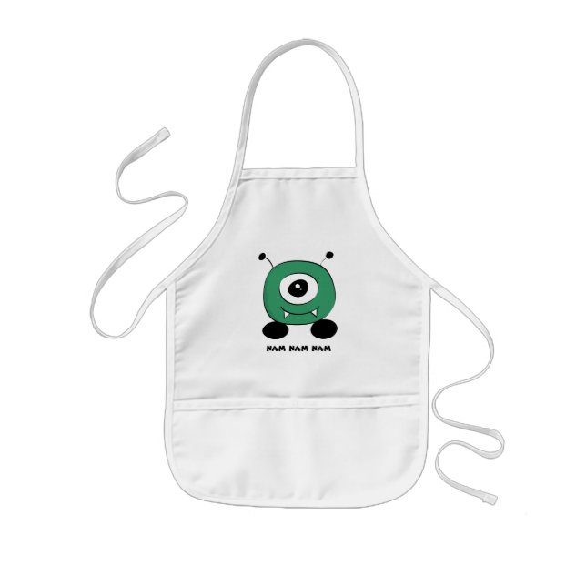 Cute Funny Green Alien Kids Apron (Front)