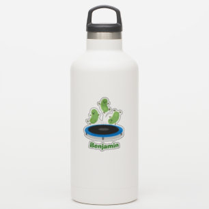 Cute funny green beans on trampoline cartoon