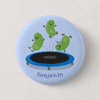 Cute funny green beans on trampoline cartoon