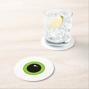 Cute Funny Green Eyeball Round Paper Coaster