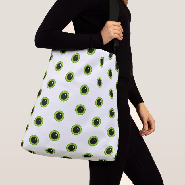 Cute Funny Green Eyes Crossbody Bag (Close Up)