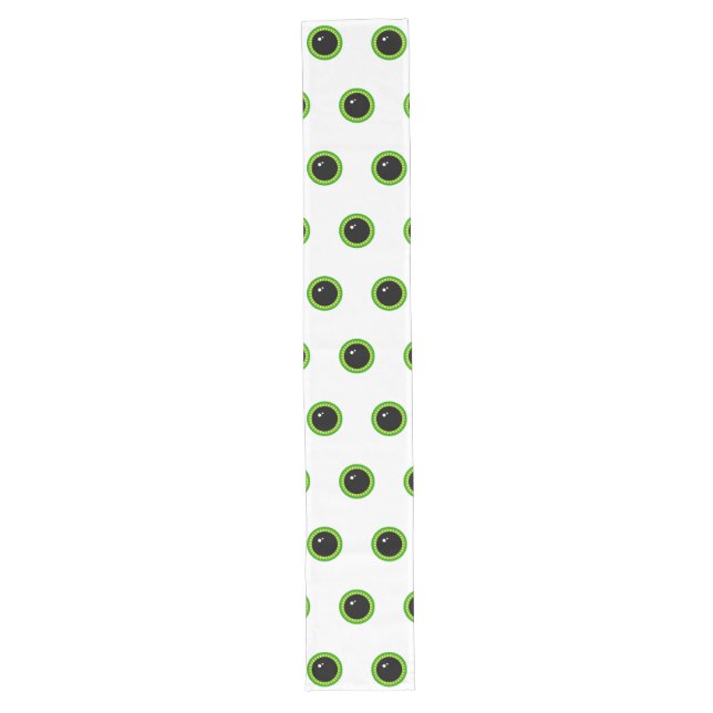 Cute Funny Green Eyes Long Table Runner (Front)
