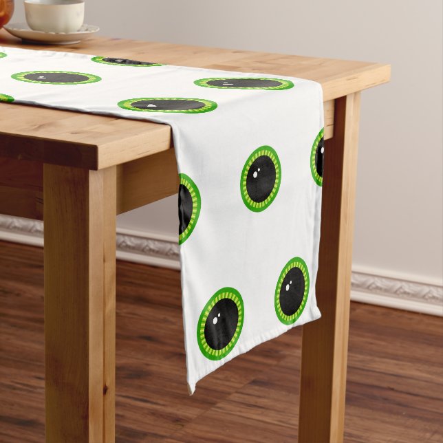 Cute Funny Green Eyes Medium Table Runner (In Situ)