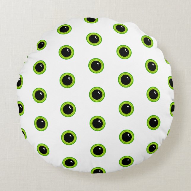 Cute Funny Green Eyes Round Cushion (Front)