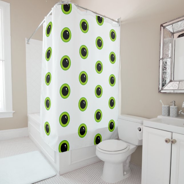 Cute Funny Green Eyes Shower Curtain (In Situ)