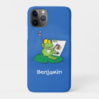 Cute funny green frog cartoon illustration