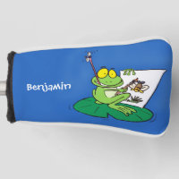 Cute funny green frog cartoon illustration