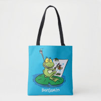 Cute funny green frog cartoon illustration