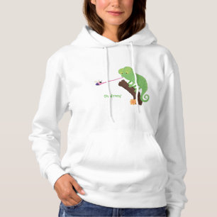 Cute funny green happy chameleon lizard cartoon hoodie