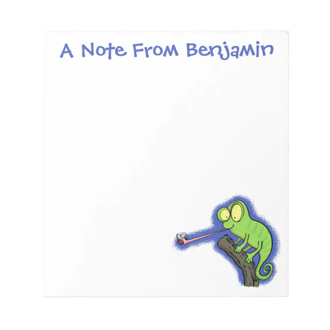 Cute funny green happy chameleon lizard cartoon notepad | Zazzle.co.nz