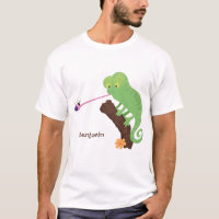 Cute funny green happy chameleon lizard cartoon