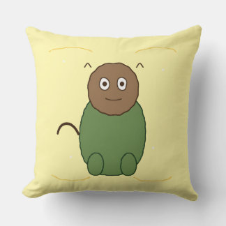 Cute Funny Green Monster Cartoon Character Illustr Cushion