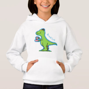 Cute funny green t rex dinosaur cartoon