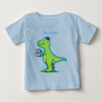 Cute funny green t rex dinosaur cartoon