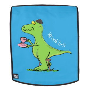 Cute funny green t rex dinosaur cartoon backpack