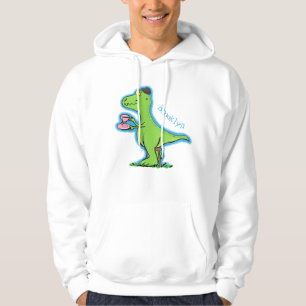 Cute funny green t rex dinosaur cartoon hoodie
