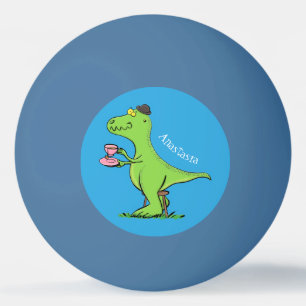 Cute funny green t rex dinosaur cartoon ping pong ball