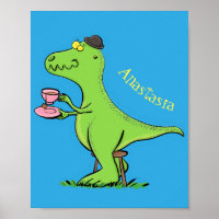 Cute funny green t rex dinosaur cartoon